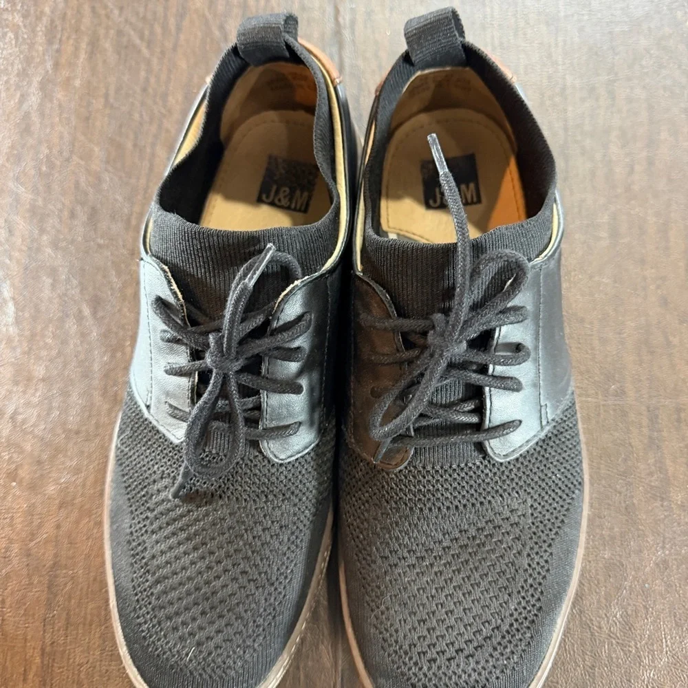 Johnson and Murphy Men's Black Knit Lace-Up Casual Shoes Sz 8.5